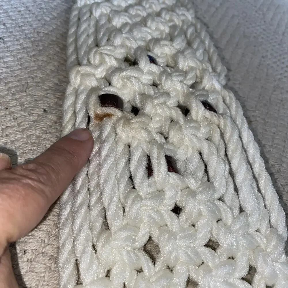 Macrame Towel Holder Ring Ceramic Butterflies Fringe Vintage Boho Fairy Hippie